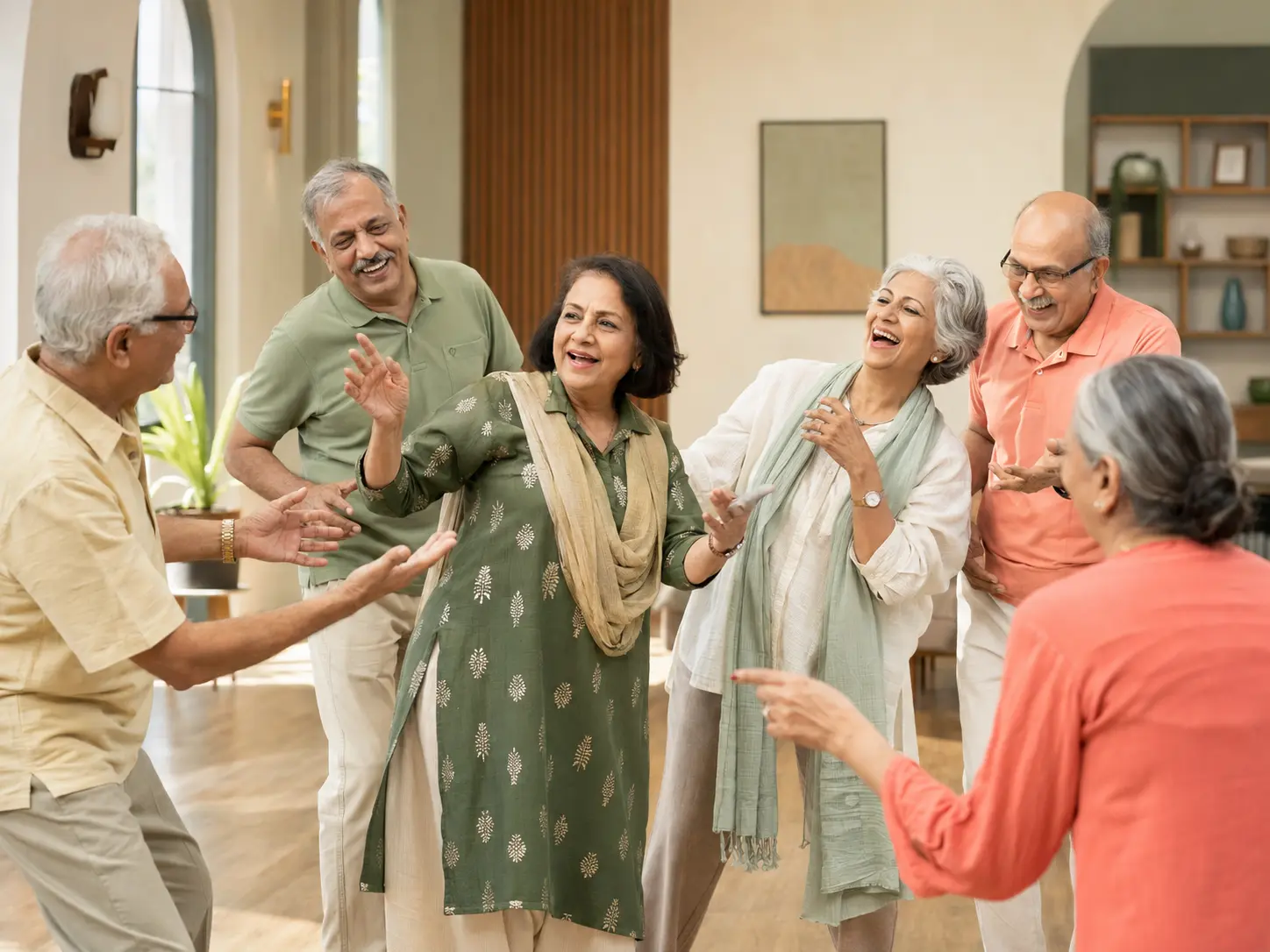 Older classmates enjoying an activity together