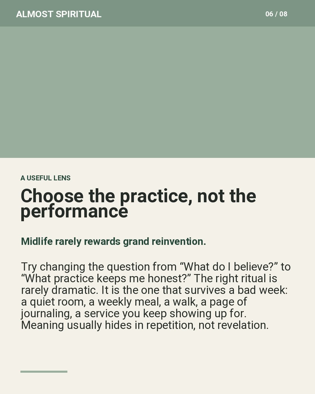 A useful lens: Choose the practice, not the performance