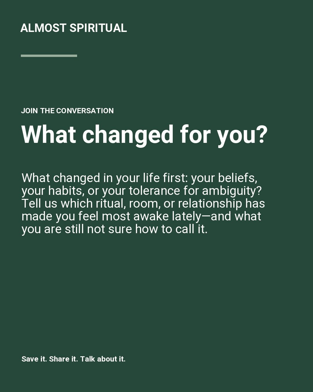 Join the conversation: What changed for you?